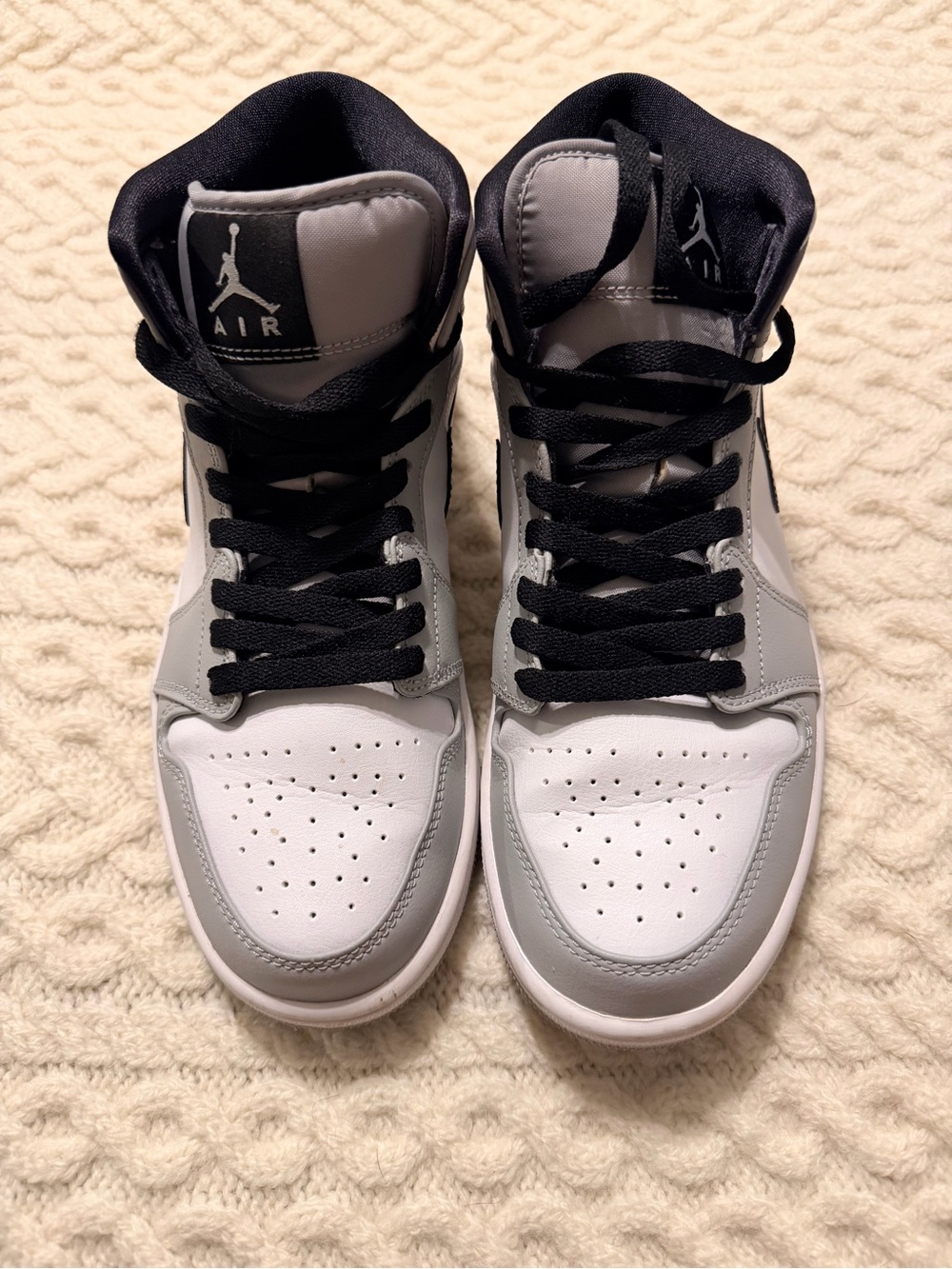 Jordan Men's High-Top Sneakers - White & Gray with Black Accents